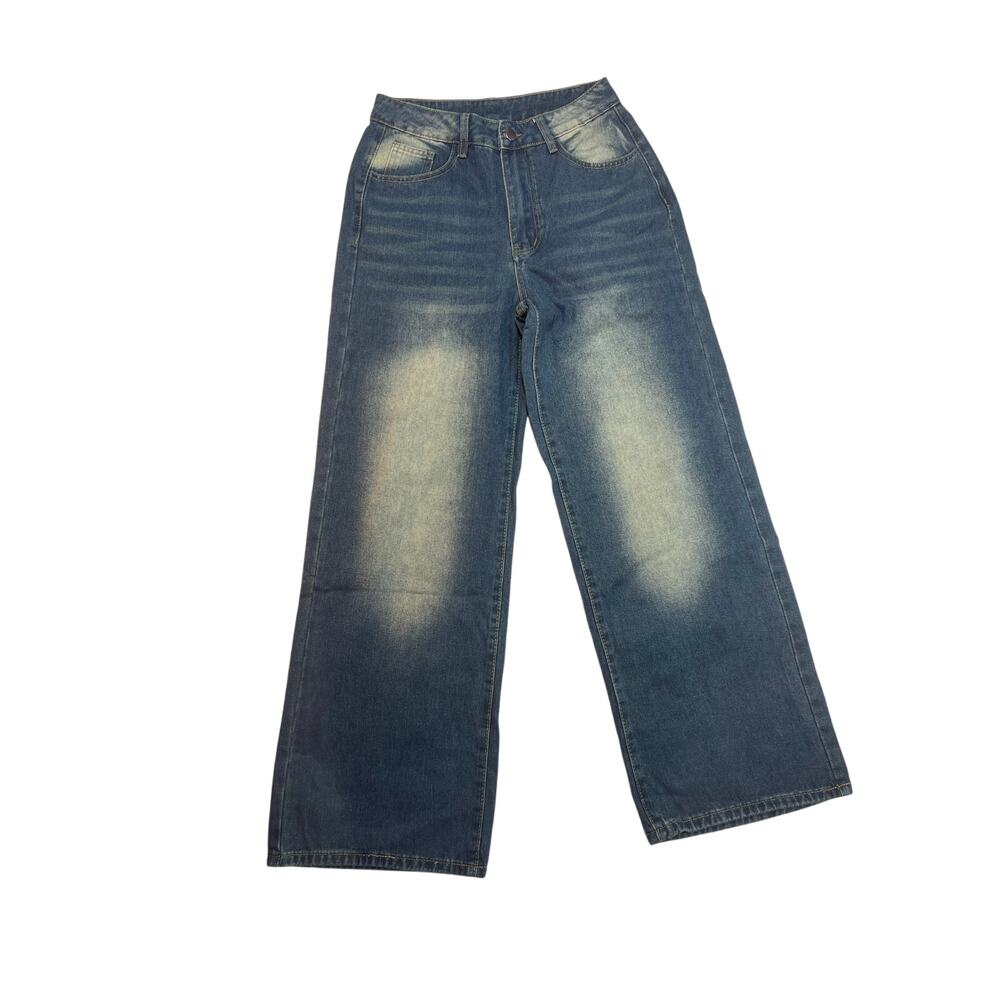 Vintage Style Wide Leg Jeans Size S Light Wash Y2K Baggy 90s Style - Picture 2 of 7